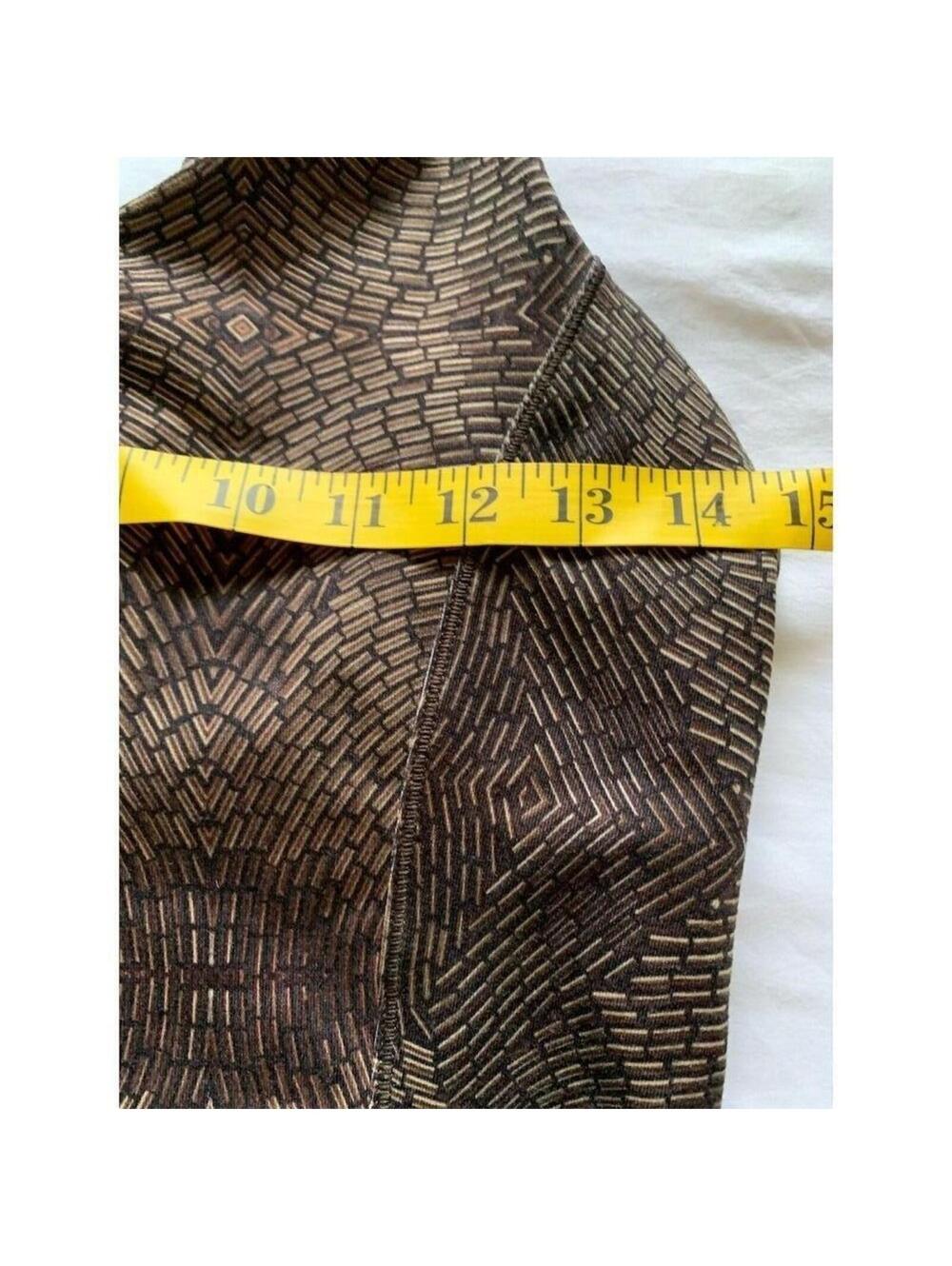 Geometric Mosaic Print Open Back Pleated Mini Dress Brown Black Sleeveless - Picture 4 of 12